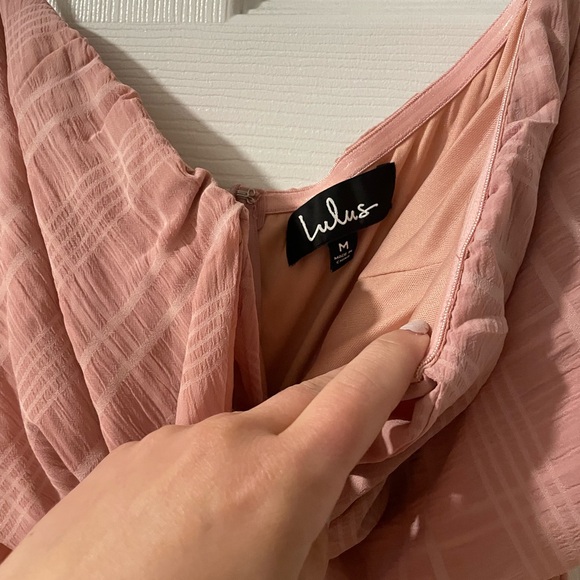 Lulus Perfect Weekend Mauve Strapless Tie-Front Wide-Leg Jumpsuit, size medium - Picture 5 of 13